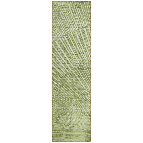 Homeroots 8' Runner Sage Abstract Washable Non Skid Indoor Outdoor Runner Rug Sage Polyester 561985