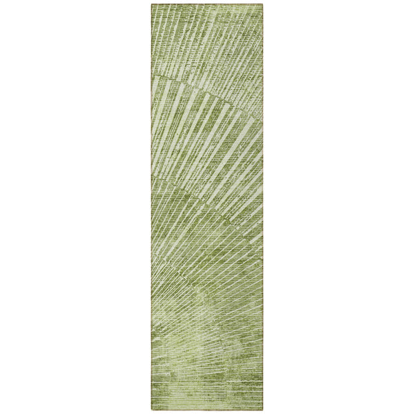 Homeroots 8' Runner Sage Abstract Washable Non Skid Indoor Outdoor Runner Rug Sage Polyester 561985