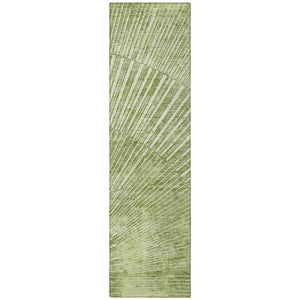 Homeroots 8' Runner Sage Abstract Washable Non Skid Indoor Outdoor Runner Rug Sage Polyester 561985