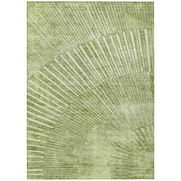 Homeroots 3' X 5' Sage Abstract Washable Non Skid Indoor Outdoor Area Rug Sage Polyester 561987