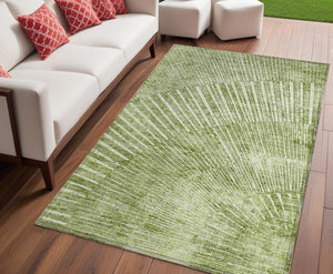 Homeroots 3' Abstract Washable Indoor Outdoor Area Rug – Stylish, Durable, And Stain-resistant For Any Space Sage Polyester 561988