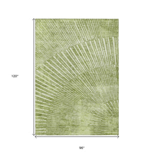 Homeroots 8' X 10' Sage Abstract Washable Non Skid Indoor Outdoor Area Rug Sage Polyester 561990