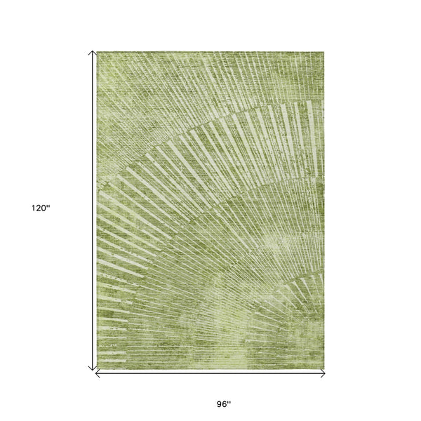 Homeroots 8' X 10' Sage Abstract Washable Non Skid Indoor Outdoor Area Rug Sage Polyester 561990