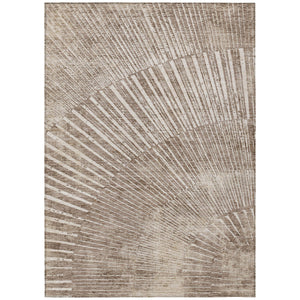 Homeroots 3' X 5' Taupe And Ivory Abstract Washable Non Skid Indoor Outdoor Area Rug Taupe Polyester 561996