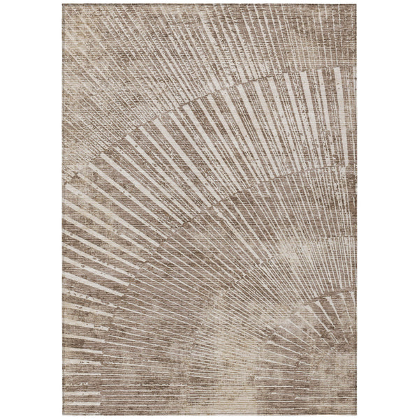 Homeroots 3' X 5' Taupe And Ivory Abstract Washable Non Skid Indoor Outdoor Area Rug Taupe Polyester 561996