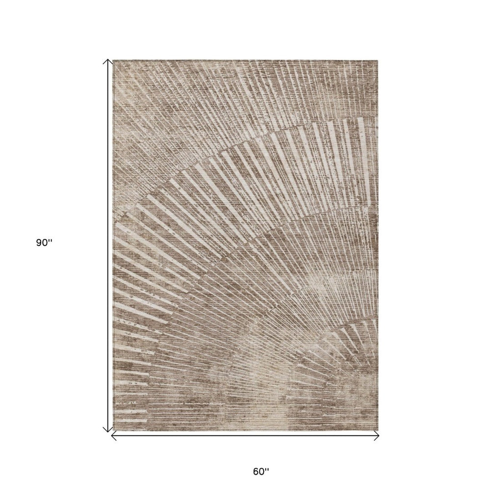 HomeRoots 5' Stylish Abstract Indoor Outdoor Area Rug - Durable, Washable, Stain-Resistant, UV-Protected Design 5' X 8' 561997