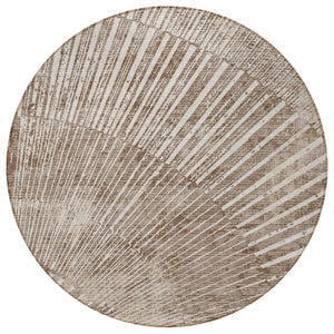 Homeroots 8' Round Taupe And Ivory Round Abstract Washable Non Skid Indoor Outdoor Area Rug Taupe Polyester 561998