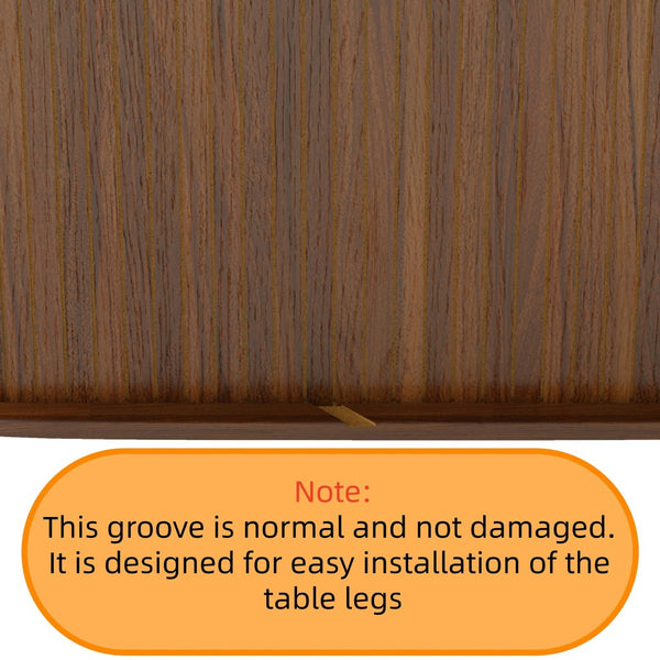 English Elm 55.11"-70.86" Extendable Dining Table with Sculpted Striped Legs Seats Six in Modern Style Walnut W757P411745