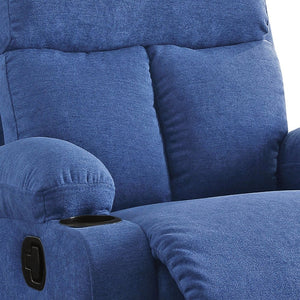 English Elm Rosia Blue Velvet Motion Recliner with Cup Holders, Pocket Coil Seat, Smooth Latch Recline B2726P271757