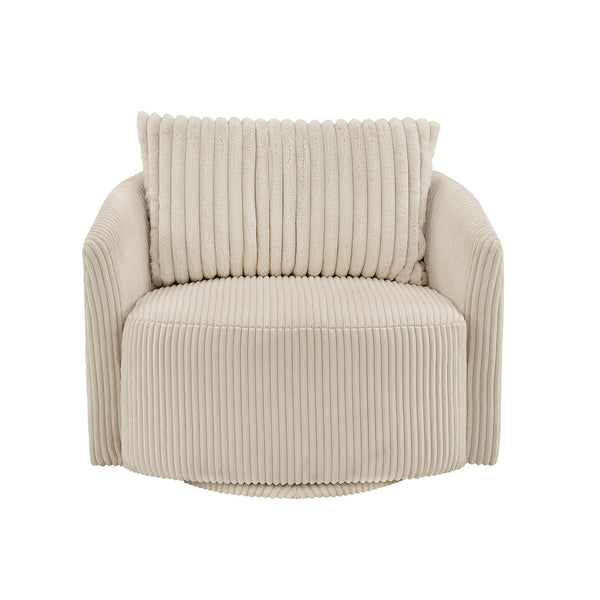 Homelegance Killarney Swivel Accent Chair Corduroy Upholstered Modern Lounge Seat Living Room Beige 561SW-BCD