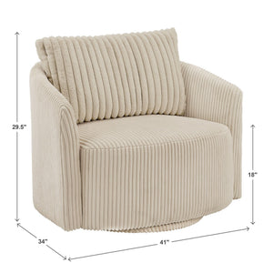 Killarney Swivel Accent Chair Corduroy Upholstered Modern Lounge Seat Living Room