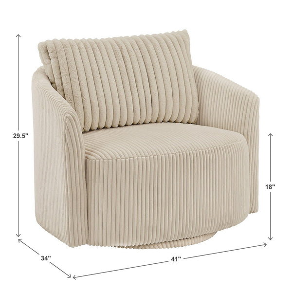 Killarney Swivel Accent Chair Corduroy Upholstered Modern Lounge Seat Living Room