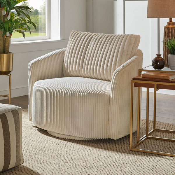 Killarney Swivel Accent Chair Corduroy Upholstered Modern Lounge Seat Living Room