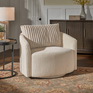 Killarney Swivel Accent Chair Corduroy Upholstered Modern Lounge Seat Living Room