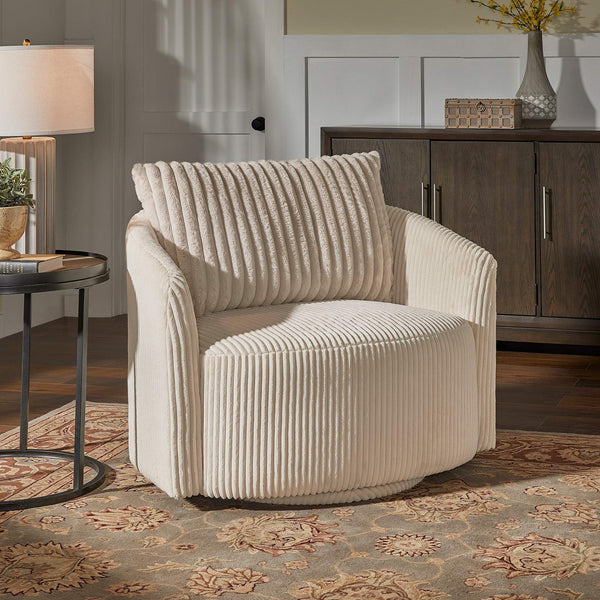 Killarney Swivel Accent Chair Corduroy Upholstered Modern Lounge Seat Living Room