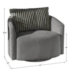 Killarney Swivel Accent Chair Corduroy Upholstered Modern Lounge Seat Living Room