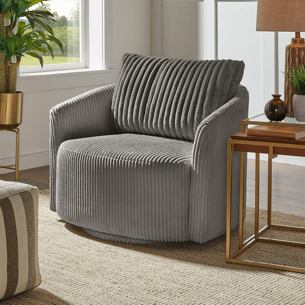 Killarney Swivel Accent Chair Corduroy Upholstered Modern Lounge Seat Living Room