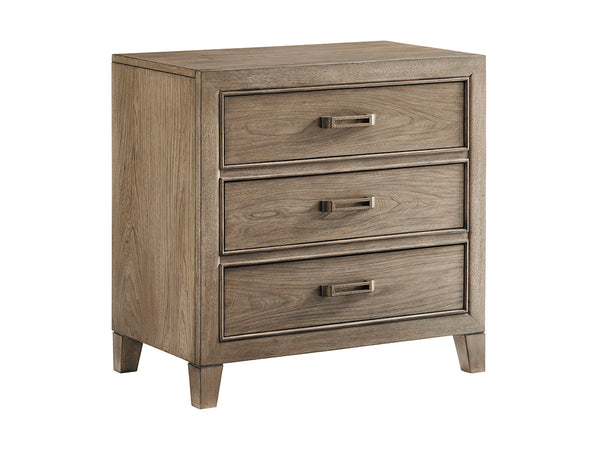 Lexington Tommy Bahama Home Mc Clellan 3-drawer Nightstand - Casual Elegance In Weathered Driftwood With Custom Hardware & Style Hatteras Gray  561-621