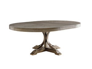 Lexington Tommy Bahama Home Atwell Dining Table - Elegant Round Design With Textured Metal Pedestal, Seats 4-6, Casual Sophistication Hatteras Gray  561-875c