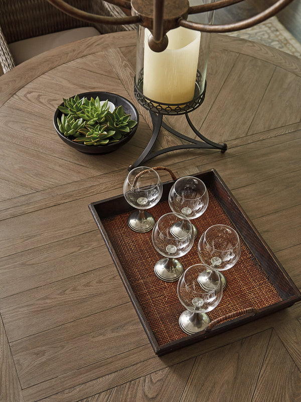 Lexington Tommy Bahama Home Atwell Dining Table - Elegant Round Design With Textured Metal Pedestal, Seats 4-6, Casual Sophistication Hatteras Gray  561-875c