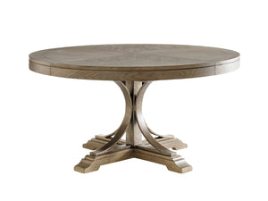 Lexington Tommy Bahama Home Atwell Dining Table - Elegant Round Design With Textured Metal Pedestal, Seats 4-6, Casual Sophistication Hatteras Gray  561-875c