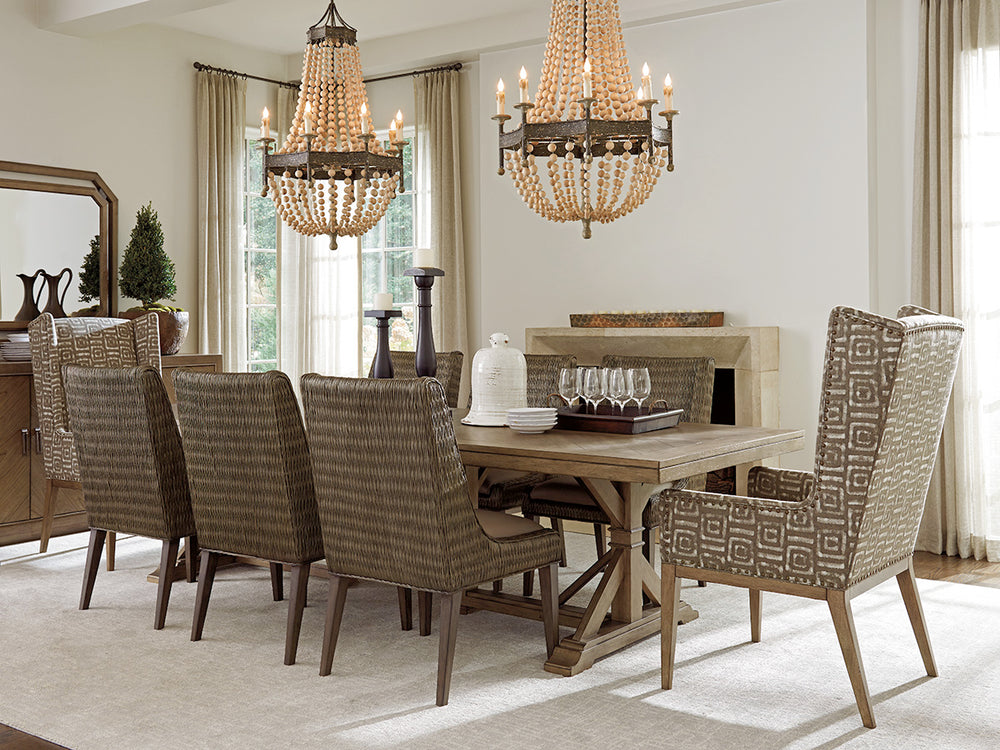 Lexington Tommy Bahama Home Pierpoint Casual Elegance Dining Table With Textured Metal Base, Extends To Seat 10 Comfortably Hatteras Gray  561-876c