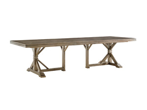 Lexington Tommy Bahama Home Pierpoint Casual Elegance Dining Table With Textured Metal Base, Extends To Seat 10 Comfortably Hatteras Gray  561-876c