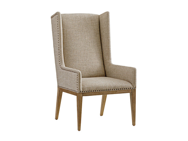Lexington Tommy Bahama Home Milton Host Chair - Embrace Casual Elegance With Weathered Driftwood Finish And Custom Fabric Options Hatteras Gray  561-885-01