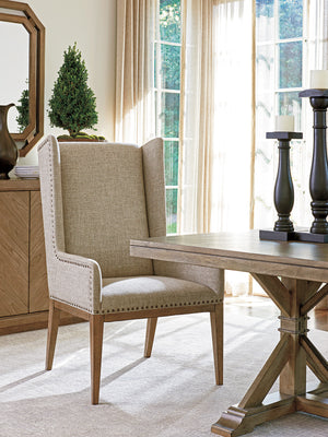 Lexington Tommy Bahama Home Milton Host Chair - Embrace Casual Elegance With Weathered Driftwood Finish And Custom Fabric Options Hatteras Gray  561-885-01