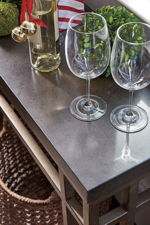 Lexington Tommy Bahama Home Twin Lakes Sideboard: Embrace Casual Elegance With Stained Travertine Top And Textured Metal Base Hatteras Gray  561-869