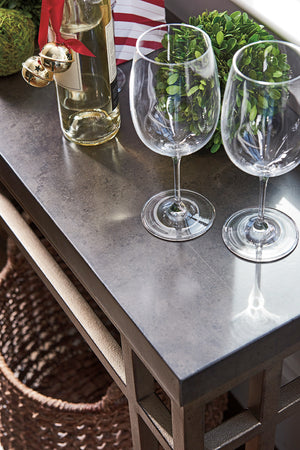 Lexington Tommy Bahama Home Twin Lakes Sideboard: Embrace Casual Elegance With Stained Travertine Top And Textured Metal Base Hatteras Gray  561-869