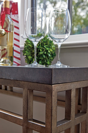 Lexington Tommy Bahama Home Twin Lakes Sideboard: Embrace Casual Elegance With Stained Travertine Top And Textured Metal Base Hatteras Gray  561-869