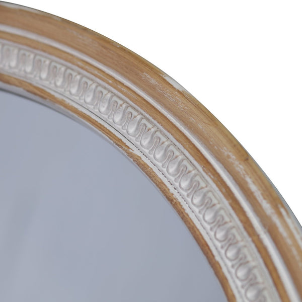 English Elm 30" Solid Wood Round Farmhouse Mirror Rustic Boho Accent for Bathroom or Entryway W2263P446640
