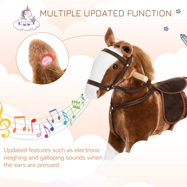 English Elm Rocking Pony Ride on Toy with Electronic Sounds Plush Saddle Metal Frame Toddler T3971P383491