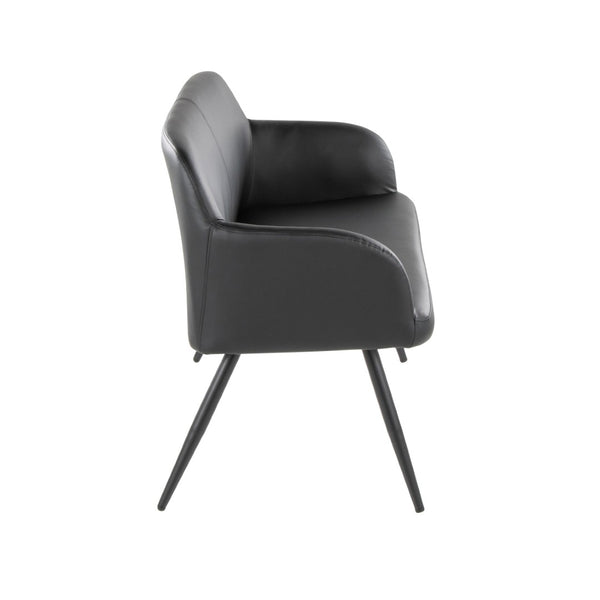 English Elm High Back Faux Leather Two Seat Bench with Matte Steel Frame for Entryway or Bedroom B202P471365