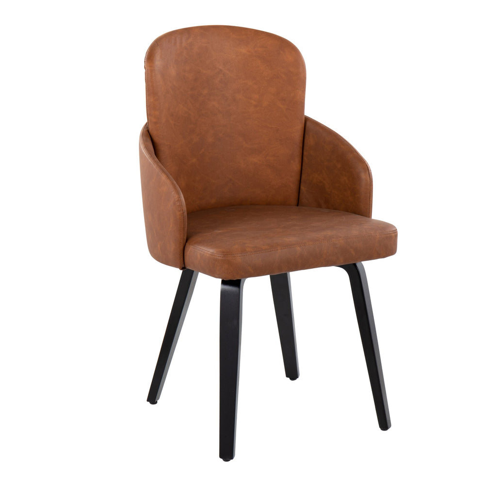 English Elm Dahlia Modern Dining Chair Set Of 2 In Black Bent Wood & Camel Faux Leather With Chrome Accent B202S01206