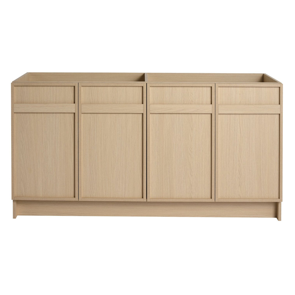 English Elm 60" Modern Freestanding Bathroom Vanity Cabinet with 4 Soft-Close Doors, Scratch & Water-Resistant Plywood Finish W999P239165