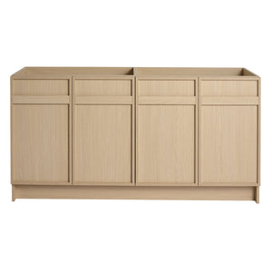 English Elm 60" Modern Freestanding Bathroom Vanity Cabinet with 4 Soft-Close Doors, Scratch & Water-Resistant Plywood Finish W999P239165