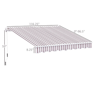 English Elm Outsunny 10' X 8' Retractable Awning - Stylish Patio Shade With Uv Protection & Easy Manual Crank W2225P217465-GIGA