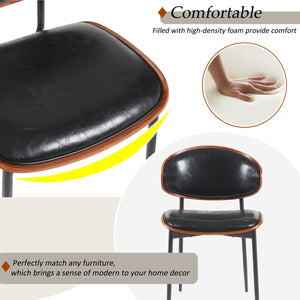 English Elm Mid-Century Dining Chairs Set Of 2 – Stylish Bentwood & Pu Leather, Matte Metal Legs, Easy Assembly! N842P290053B