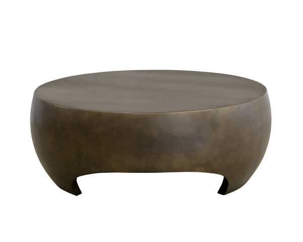 Sunpan Tarsus Coffee Table - Industrial Chic Design with Sculpted Concrete Finish for Indoor and Outdoor Spaces Antique Bronze