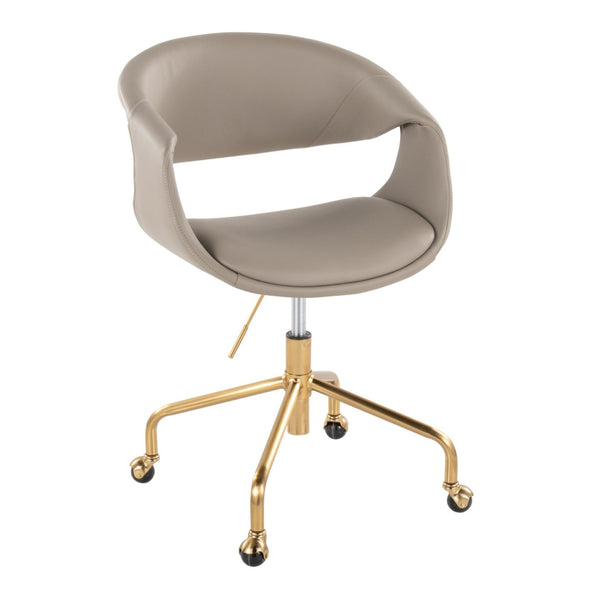 English Elm Task Chair with Chrome Five Star Base Grey Fabric Seat for Modern Home Office Use Gold,Light Grey B202P474187
