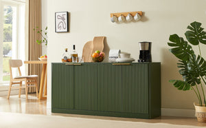 English Elm 59-inch Wavy Door Sideboard Sculptural Mdf Cabinet with Hidden Storage for Living Rooms W1162P387862