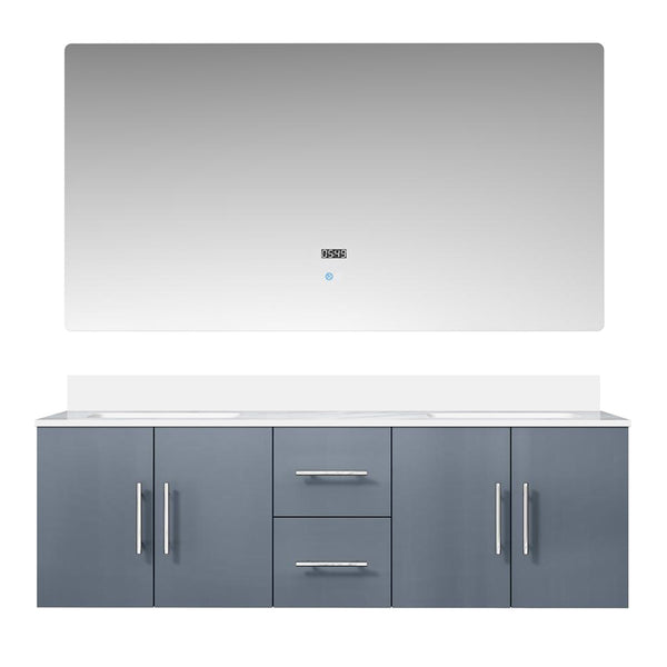 English Elm Dark Grey Double Bath Vanity 60 in W x 22 in D with Cultured Marble Top, Soft-Close Storage & 60in LED Mirror B2731S00771