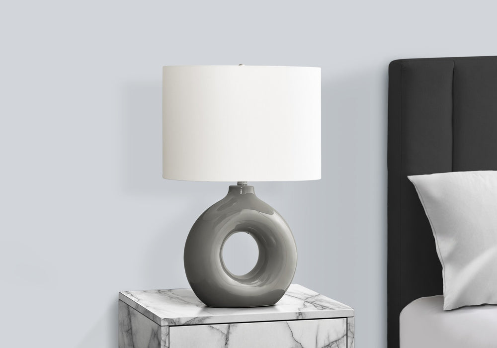 English Elm Lighting, Sculptural Donut Ceramic Base Table Lamp with Oval Ivory Shade Modern Decor B2710P461819