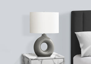 English Elm Lighting, Sculptural Donut Ceramic Base Table Lamp with Oval Ivory Shade Modern Decor B2710P461819