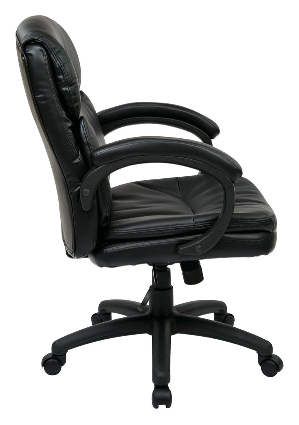 OSP Home Furnishings High Back Executive Office Chair Bonded Leather Ergonomic Swivel Seat with Lumbar Support Mid EC9231-EC3