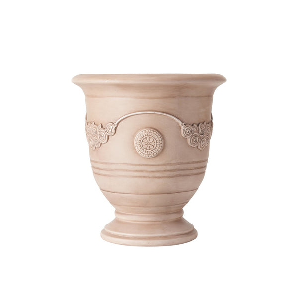 English Elm Mgo Handcrafted Urn Planter Classical Garden Accent Weathered Fiberglass Composite Outdoor Beige N772P411998B