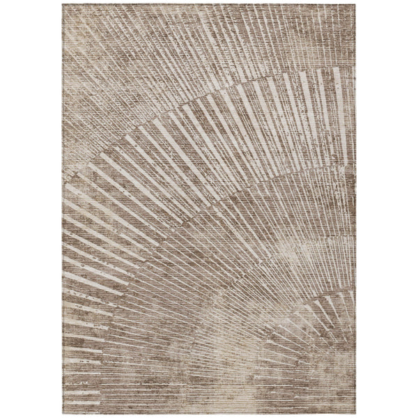 Homeroots 9' X 12' Taupe And Ivory Abstract Washable Non Skid Indoor Outdoor Area Rug Taupe Polyester 562000