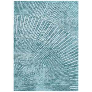 Homeroots 8' X 10' Teal Abstract Washable Non Skid Indoor Outdoor Area Rug Teal Polyester 562008